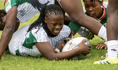 Players in action at the Rugby Africa Women's Sevens Solidarity Camp in Tunis