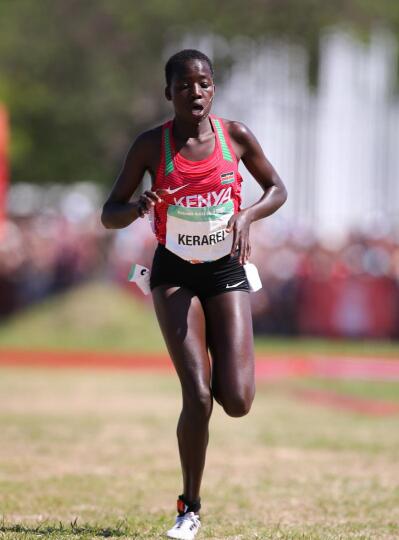 Mercy Chepkorir Kerarei of Kenya competes in the women's 4km cross country race