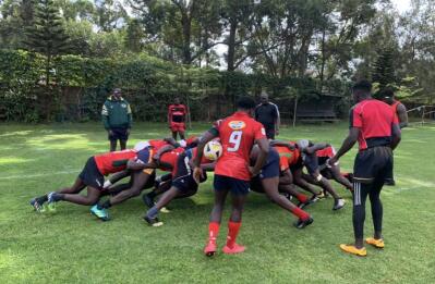 The Kenya men's rugby team in training