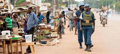 UN peacekeepers patrol the streets in the conflict-ridden Central African Republic