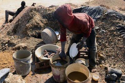 An informal miners with buckets