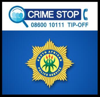 The SAPS logo with Crime Stop number