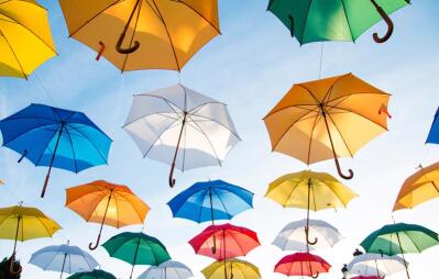 Umbrellas of assorted colours.