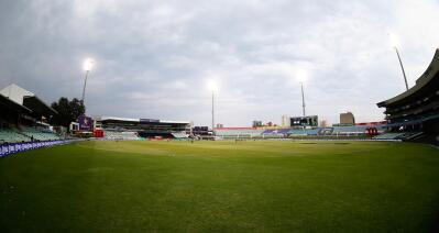 Kingsmead stadium in Durban with the floodlights on
